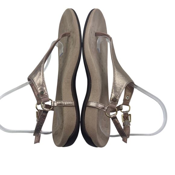 Vionic Kirra T-Strap Comfort Lightweight Metallic Champagne Sandals Women's 9 - Picture 4 of 8
